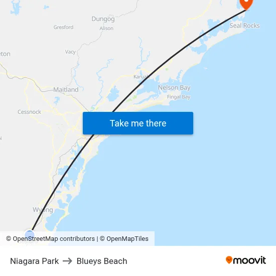 Niagara Park to Blueys Beach map