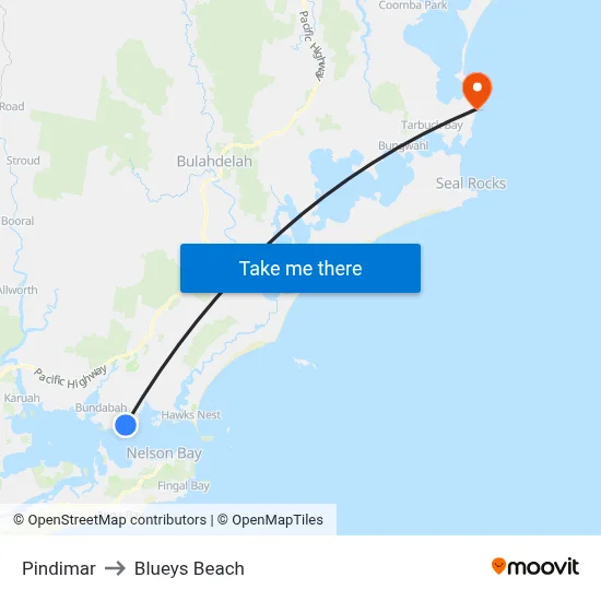Pindimar to Blueys Beach map