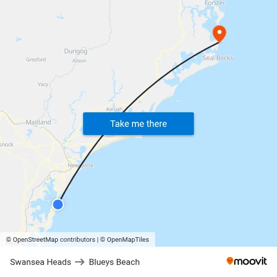 Swansea Heads to Blueys Beach map