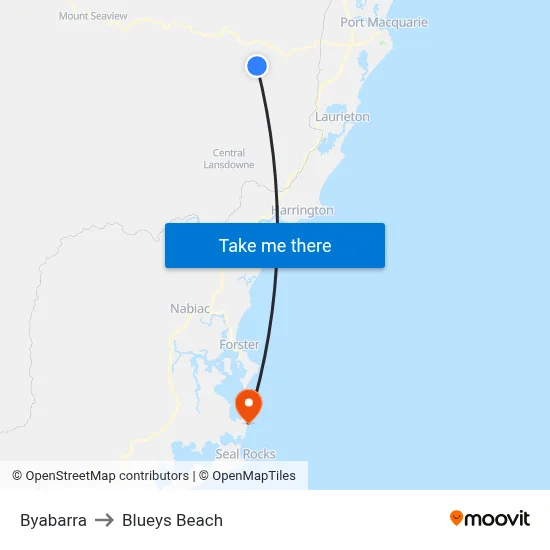 Byabarra to Blueys Beach map