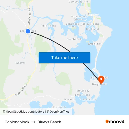 Coolongolook to Blueys Beach map