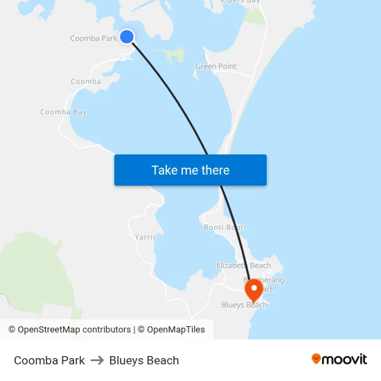 Coomba Park to Blueys Beach map