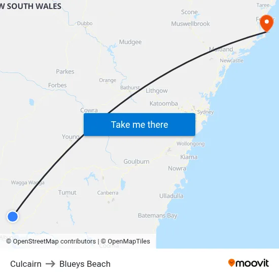 Culcairn to Blueys Beach map