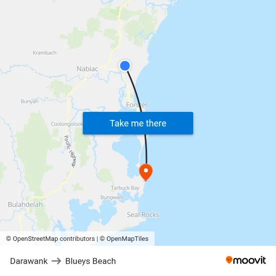 Darawank to Blueys Beach map