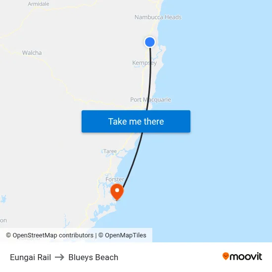 Eungai Rail to Blueys Beach map