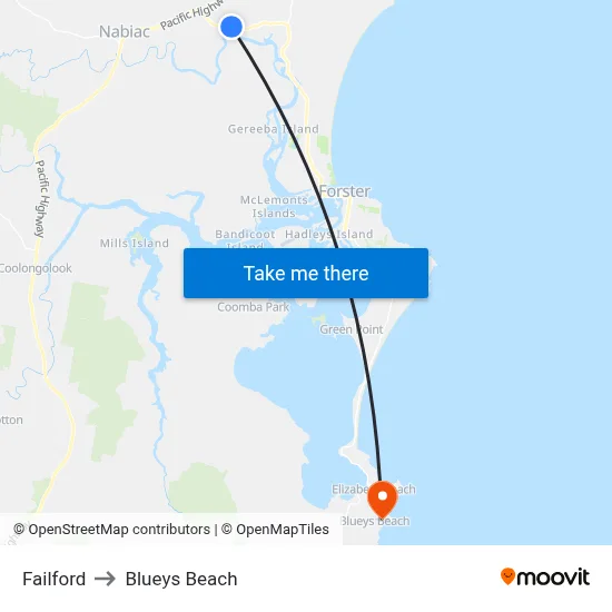 Failford to Blueys Beach map