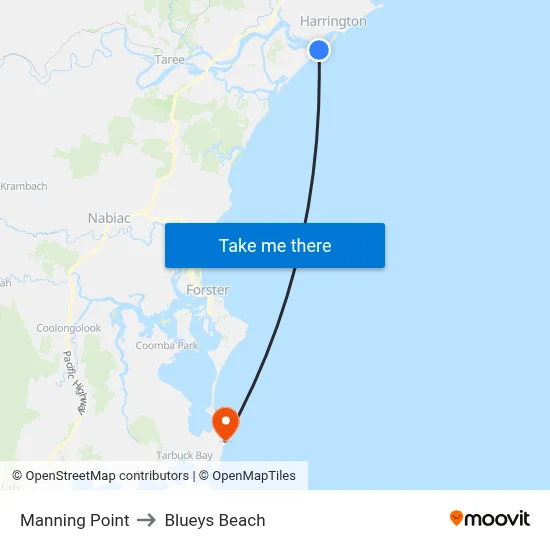 Manning Point to Blueys Beach map
