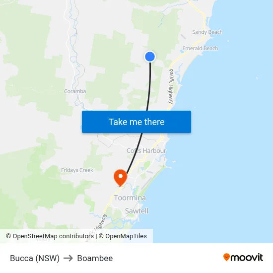 Bucca (NSW) to Boambee map