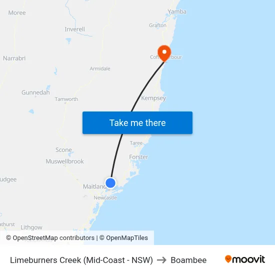 Limeburners Creek (Mid-Coast - NSW) to Boambee map