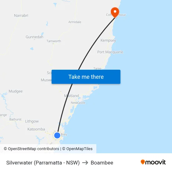 Silverwater (Parramatta - NSW) to Boambee map