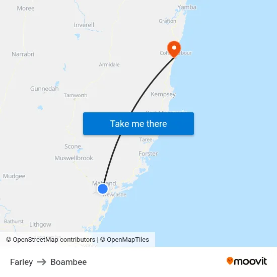 Farley to Boambee map