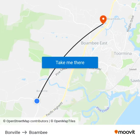 Bonville to Boambee map