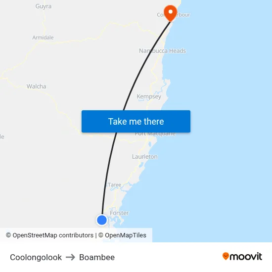 Coolongolook to Boambee map