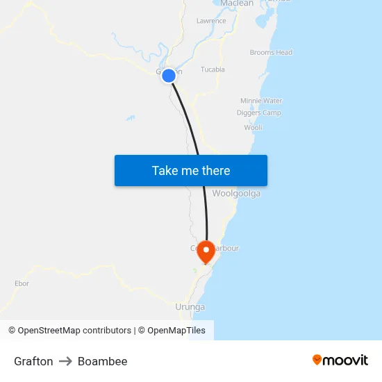 Grafton to Boambee map