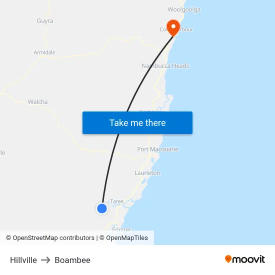 Hillville to Boambee map