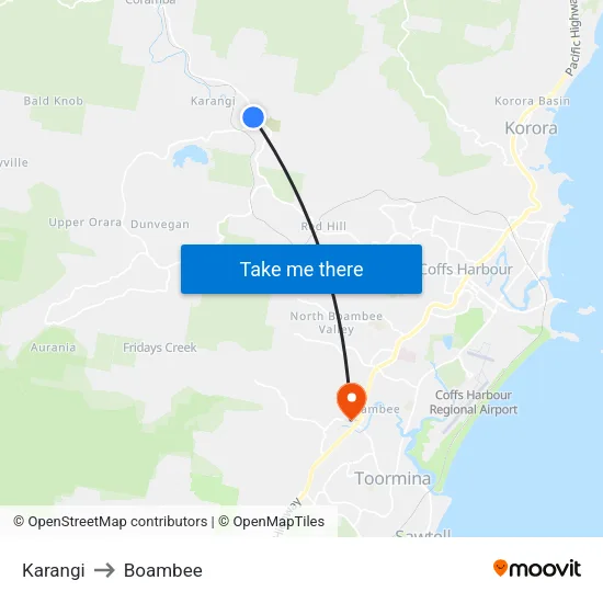 Karangi to Boambee map