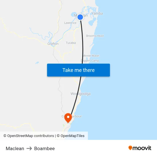 Maclean to Boambee map