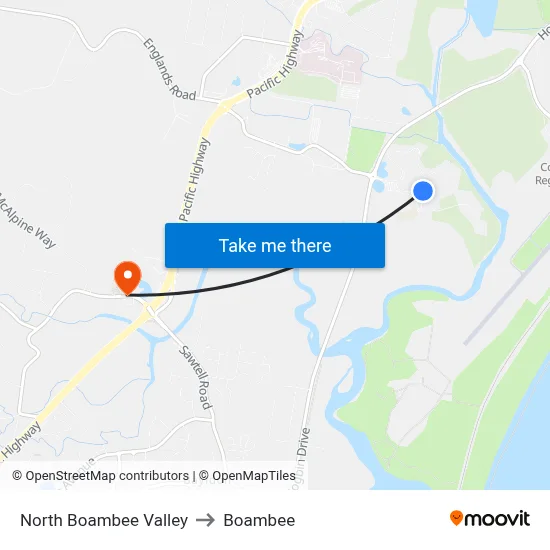 North Boambee Valley to Boambee map
