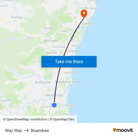 Way Way to Boambee map