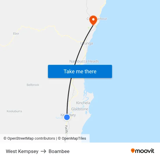 West Kempsey to Boambee map