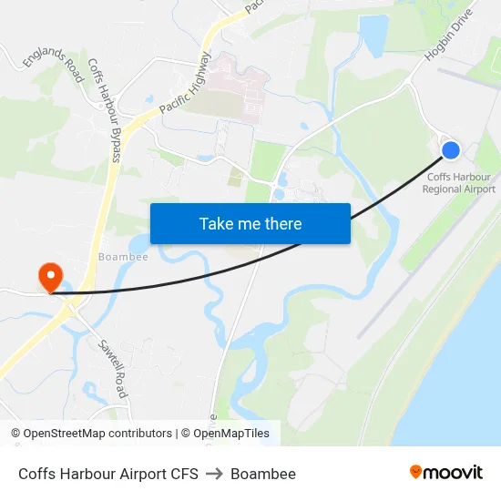 Coffs Harbour Airport CFS to Boambee map