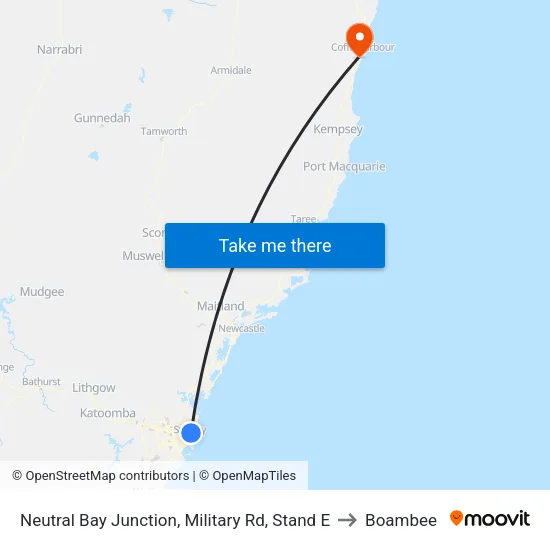 Neutral Bay Junction, Military Rd, Stand E to Boambee map