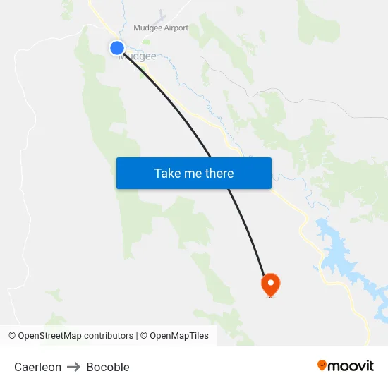 Caerleon to Bocoble map