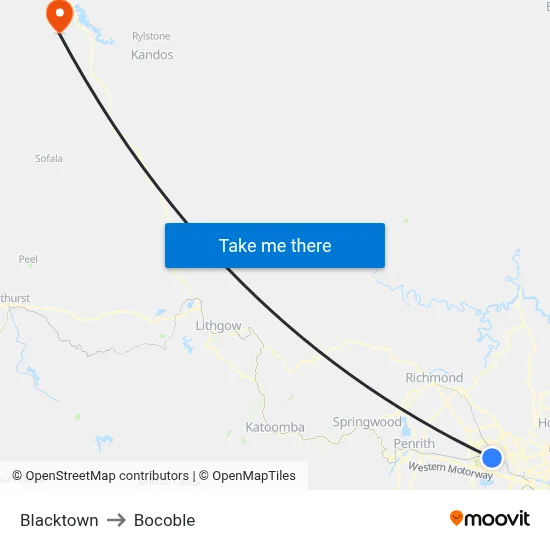 Blacktown to Bocoble map