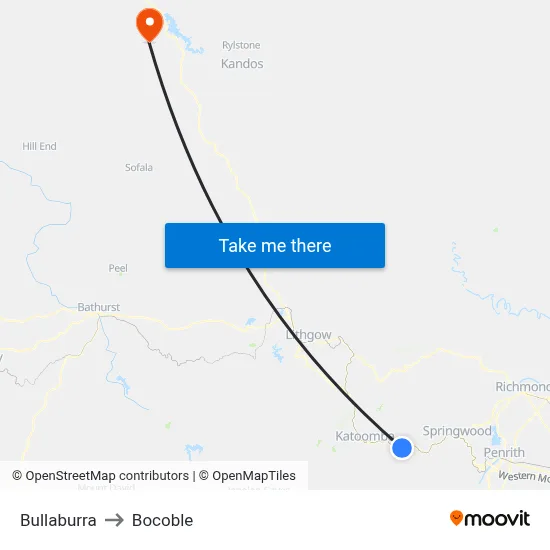 Bullaburra to Bocoble map