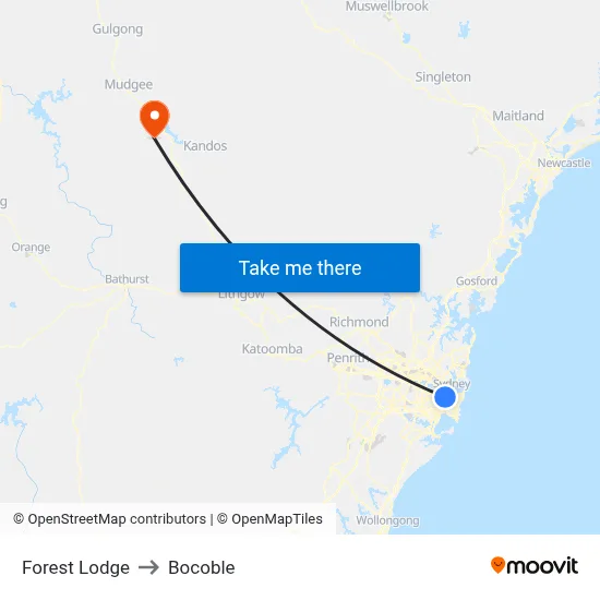 Forest Lodge to Bocoble map