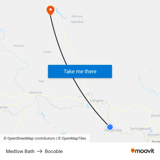 Medlow Bath to Bocoble map