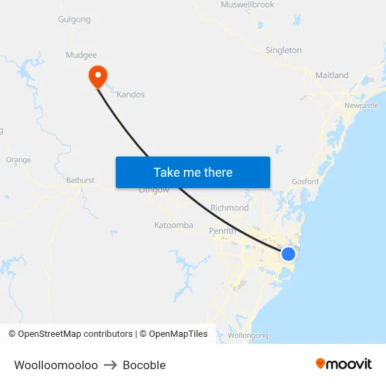 Woolloomooloo to Bocoble map