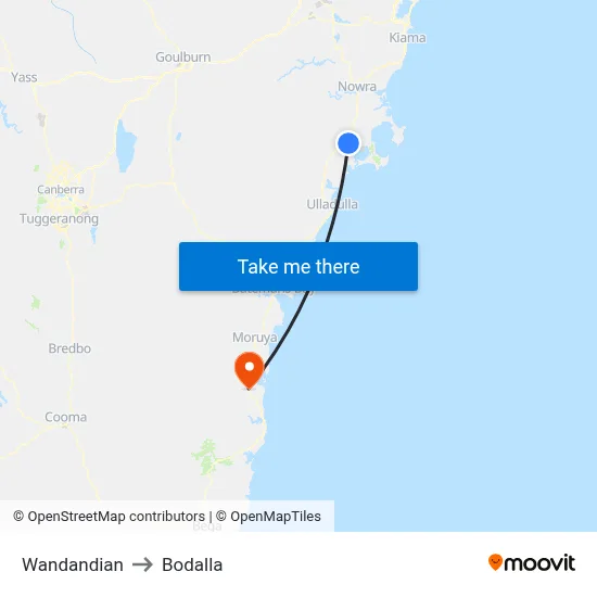 Wandandian to Bodalla map