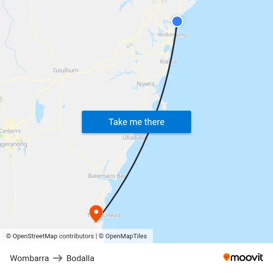 Wombarra to Bodalla map