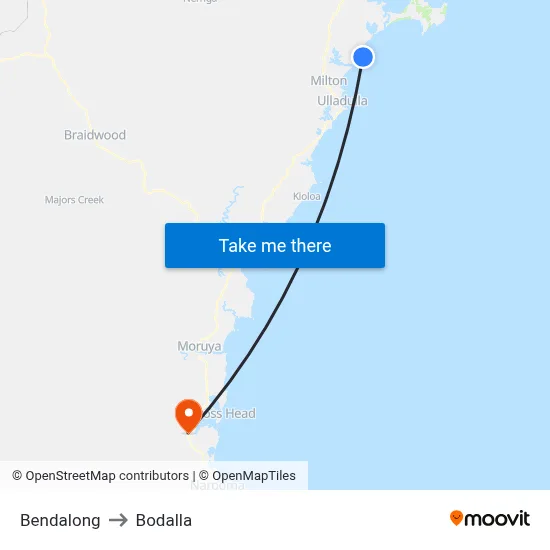Bendalong to Bodalla map