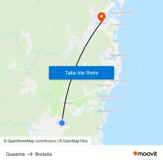 Quaama to Bodalla map