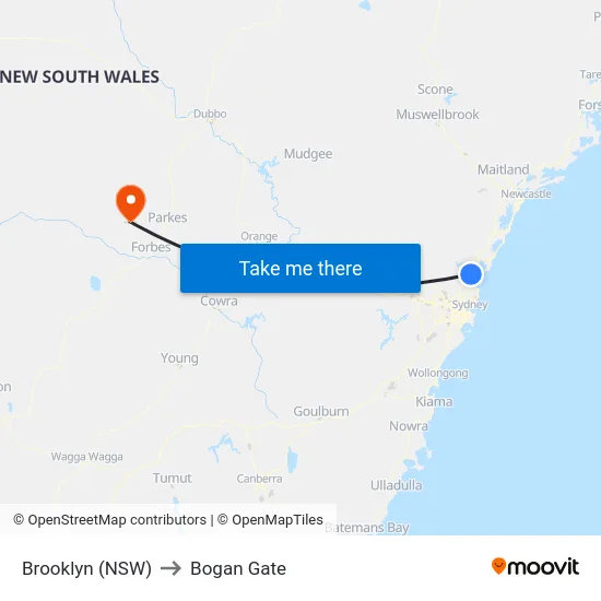 Brooklyn (NSW) to Bogan Gate map