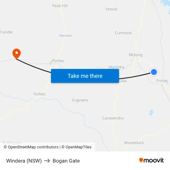 Windera (NSW) to Bogan Gate map