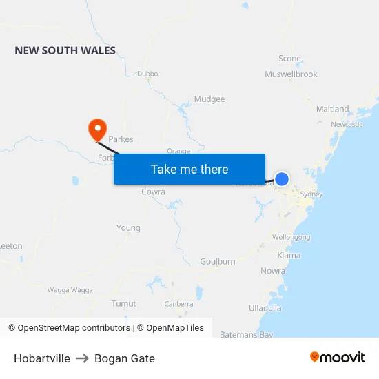 Hobartville to Bogan Gate map