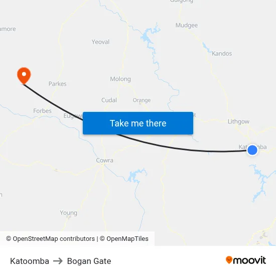 Katoomba to Bogan Gate map