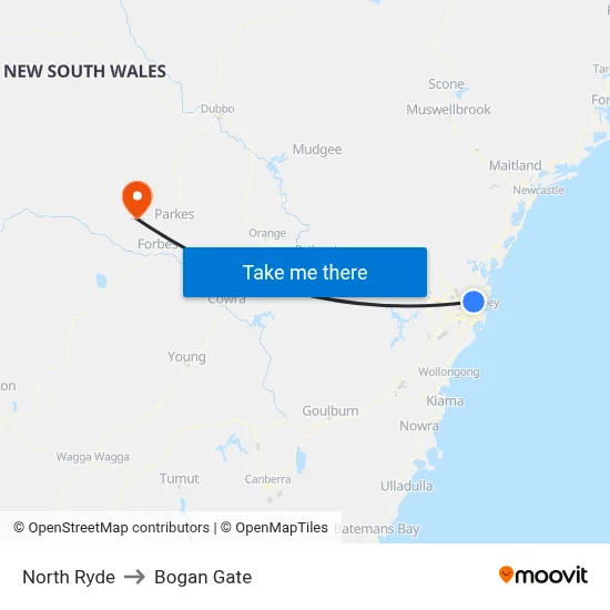 North Ryde to Bogan Gate map