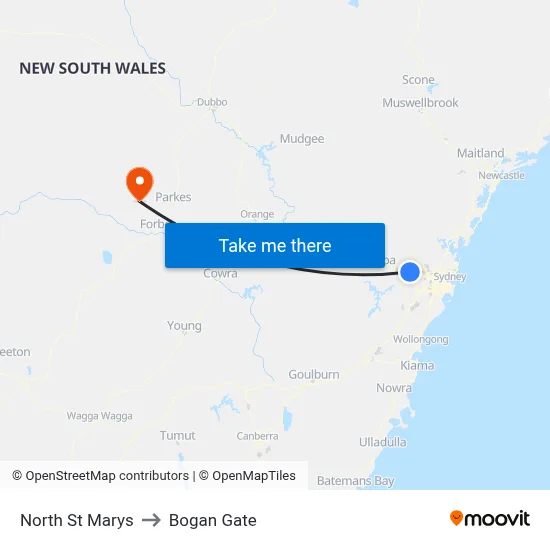 North St Marys to Bogan Gate map