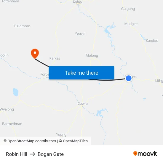 Robin Hill to Bogan Gate map