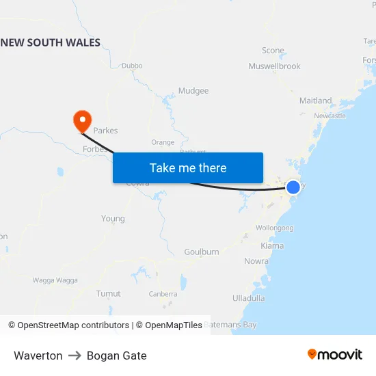 Waverton to Bogan Gate map