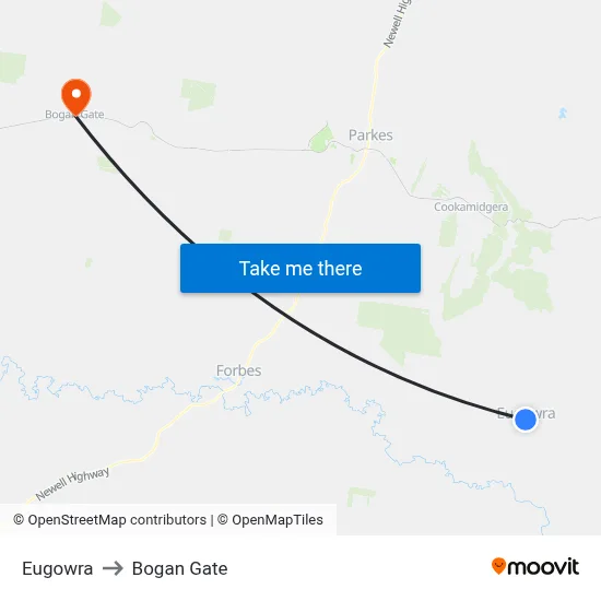 Eugowra to Bogan Gate map