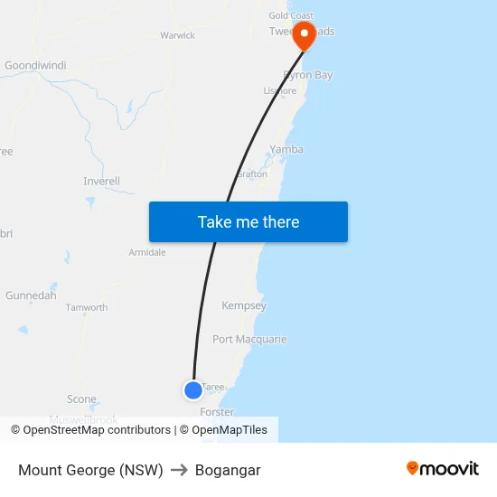 Mount George (NSW) to Bogangar map