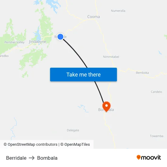 Berridale to Bombala map