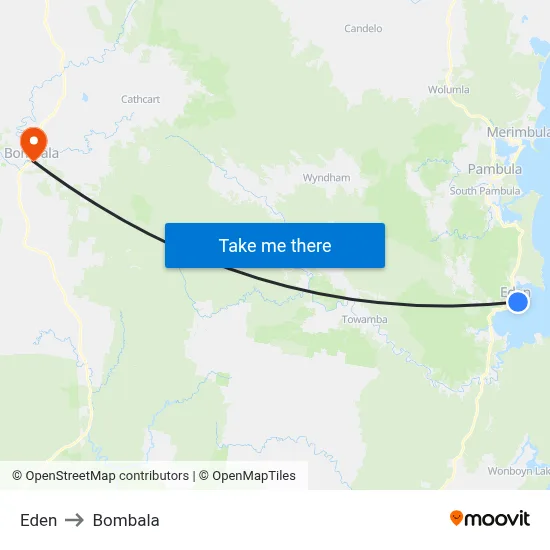 Eden to Bombala map