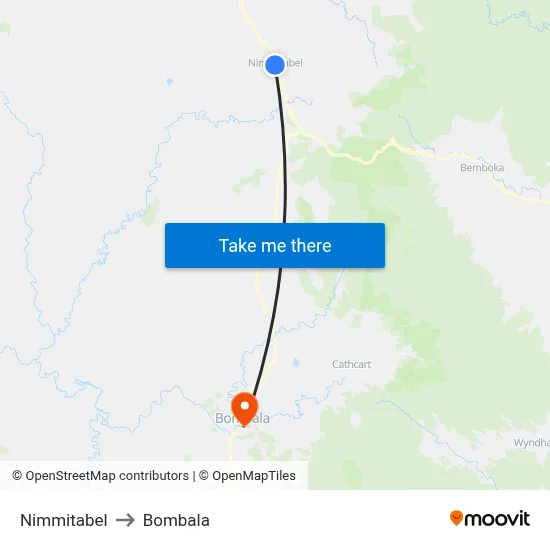Nimmitabel to Bombala map