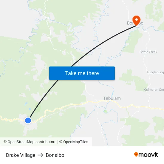 Drake Village to Bonalbo map